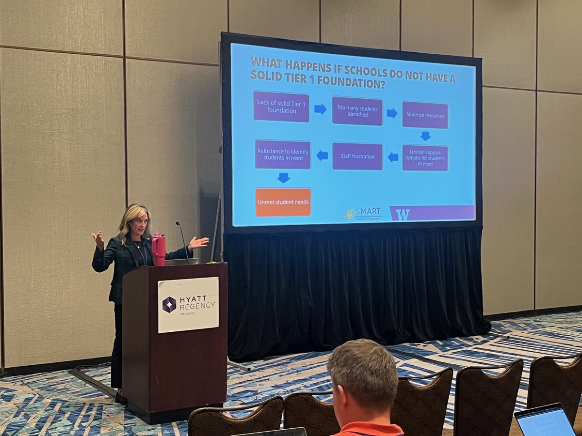 SMARTCtr's tweet photo. Our SMARTies, Mari Meador & Rayann Silva, presenting on Universal Social Emotional Behavioral MH Screening at the Annual Conference on Advancing #SchoolMentalHealth! They shared best practices, tool selection, & more, showcasing a state-level approach to policy & capacity. #ASMH https://t.co/BdEyg15aEE