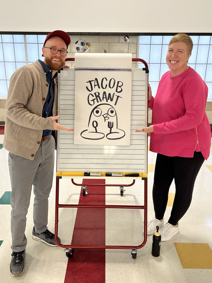 MeyerLib_SD735's tweet image. Author and illustrator Jacob Grant visited us today to read his new book &quot;Umami&quot; and teach us how to draw the penguin. All the Meyer Stars had a great time- thank you, @JacobGrantBooks!
