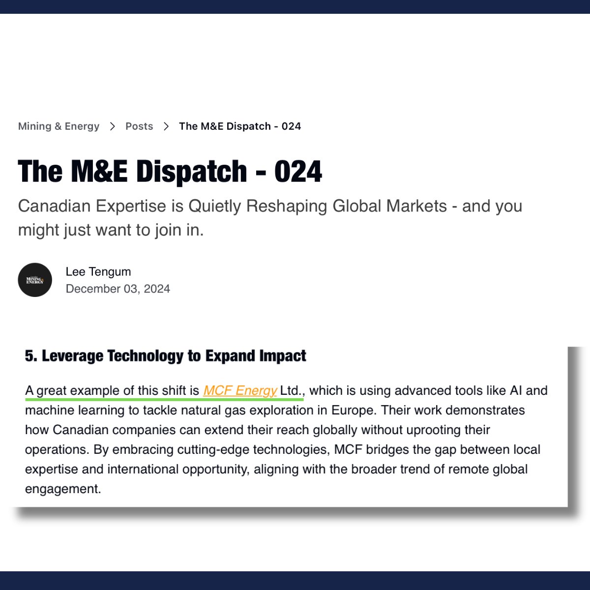 MCF Energy (TSX-v: MCF) tweet media