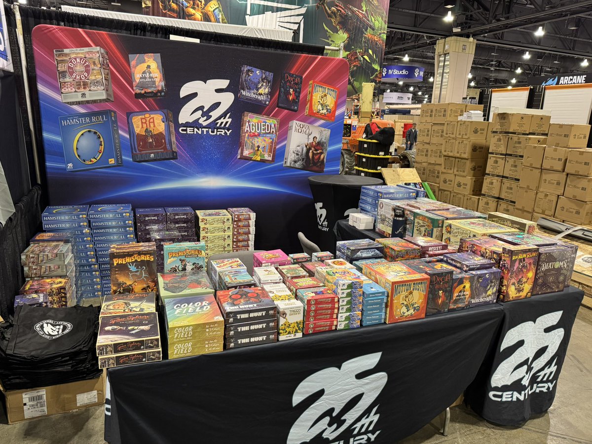 25thCG's tweet photo. All set up for our first year at PAX Unplugged. Smaller booth than usually have at bigger shows, so we are full up in there!

Tons of fun things available including early access to Diatoms from Ludoliminal (retail release in March).

Stop by Booth 2407 this weekend and say hello! https://t.co/VkCeqXxD0N