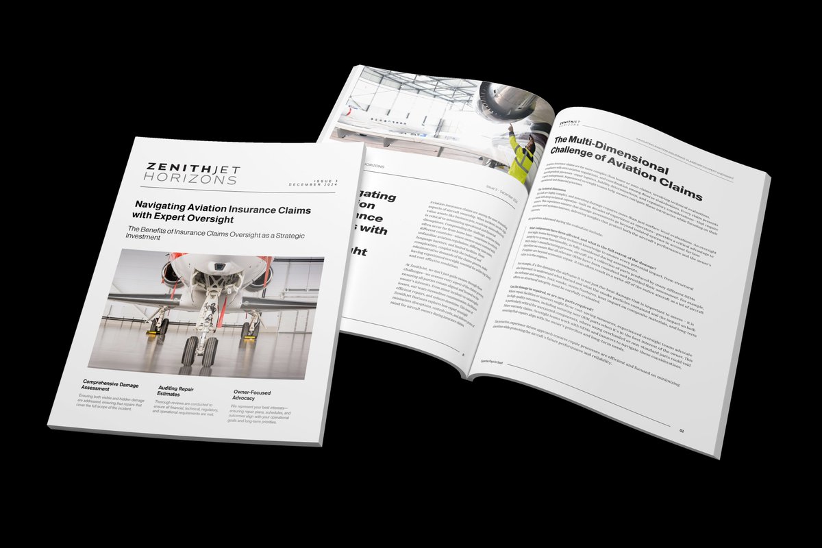 Issue 3 of ZenithJet Horizons, Navigating Aviation Insurance Claims with Expert Oversight, is now available! Learn how expert oversight can help minimize disruptions, control costs, and provide peace of mind. 📄 Request your copy here: zenithjet.com/zenithjet-hori…