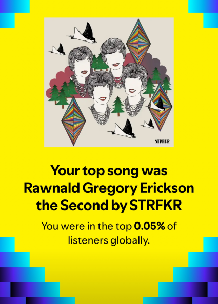 I listened to the song Rawnald Gregory Erickson the Second more than 99.95% of people on Earth this year