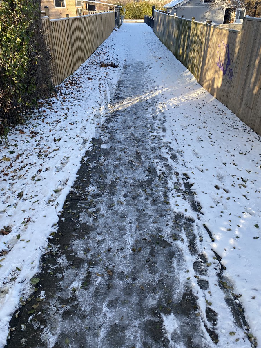 FSCH1909's tweet photo. @_HaltonHills can someone please clear and salt the path between Duncan and Pennington, before someone has a fall!  It’s snow and ice covered. https://t.co/sg2AqogwCF