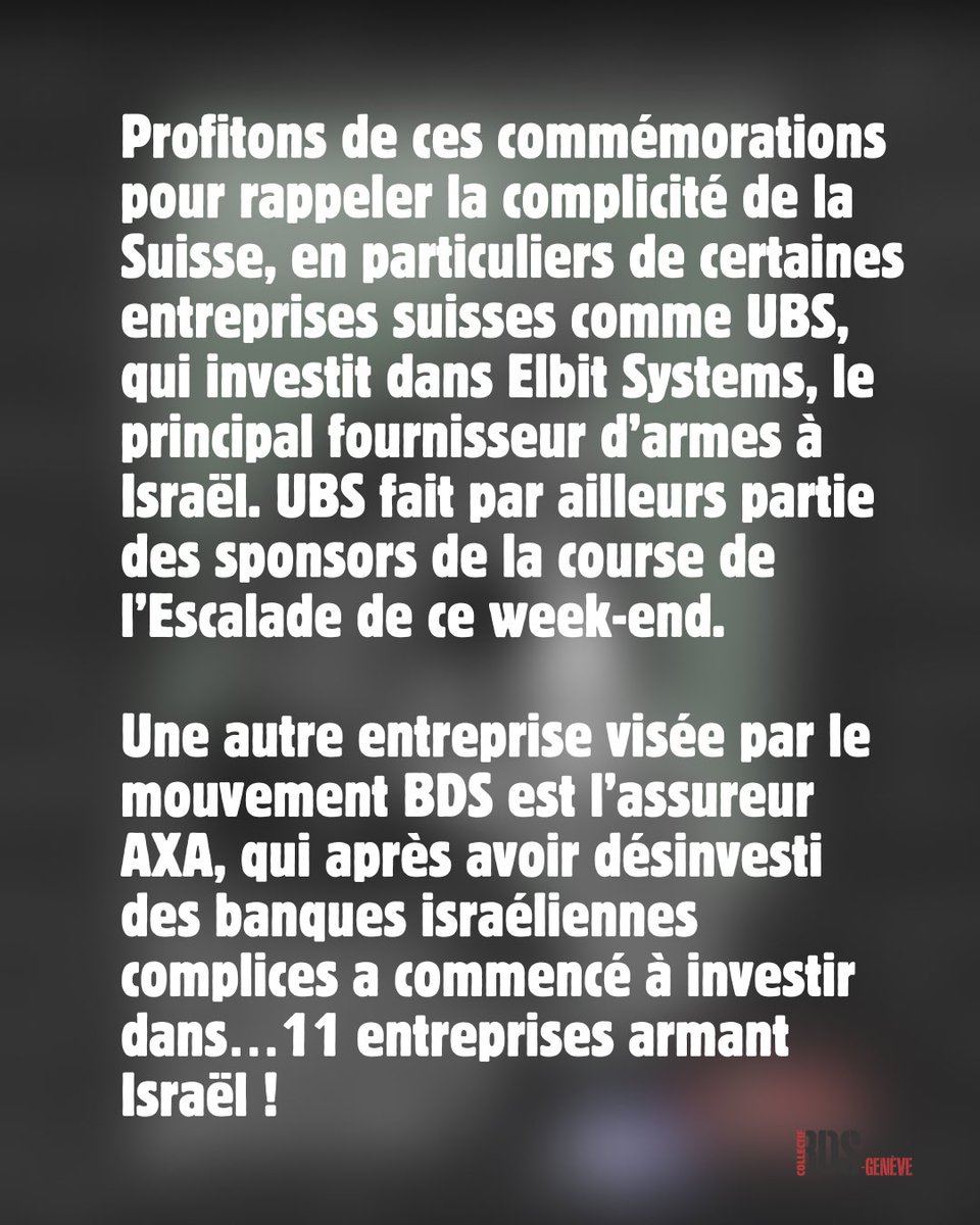 bdsgeneve's tweet image. APPEL À LA MOBILISATION LORS DE L’ESCALADE - AUJOURD’HUI COMME HIER, RÉSISTONS #escalade #geneva #FreePalestine