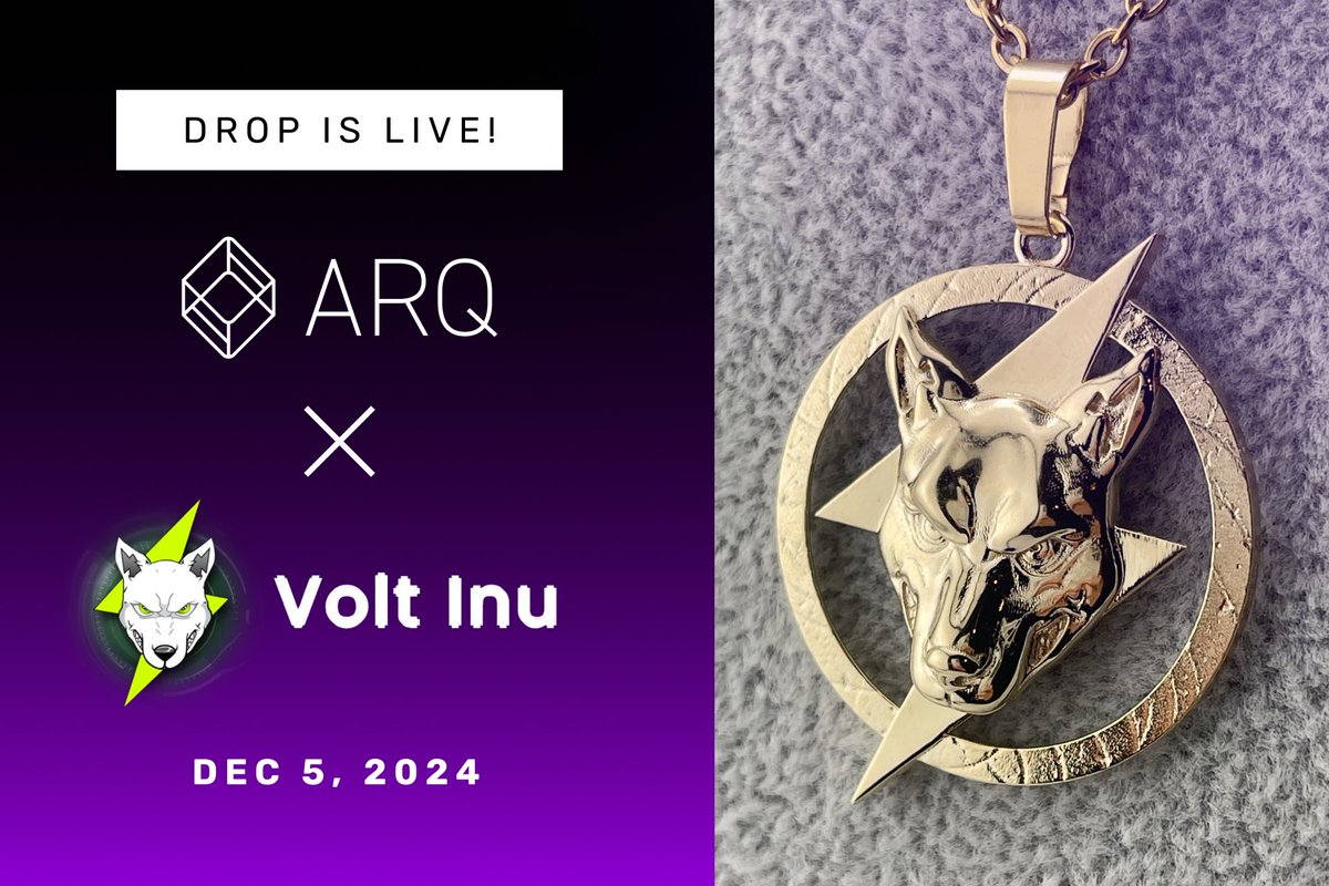 ARQxAI's tweet photo. 💎DROP ANNOUNCEMENT💎
@VoltInuOfficial 2nd Edition is LIVE! ⚡️

The rock star $VOLT #VOLTARMY is teaming up with $ARQX to bring back the 2nd Volt Inu drop.
https://t.co/a9ZL6OXBB2

1st editions sold out in only 48 hrs! So now is your chance to grab the perfect holiday gift 🎁.