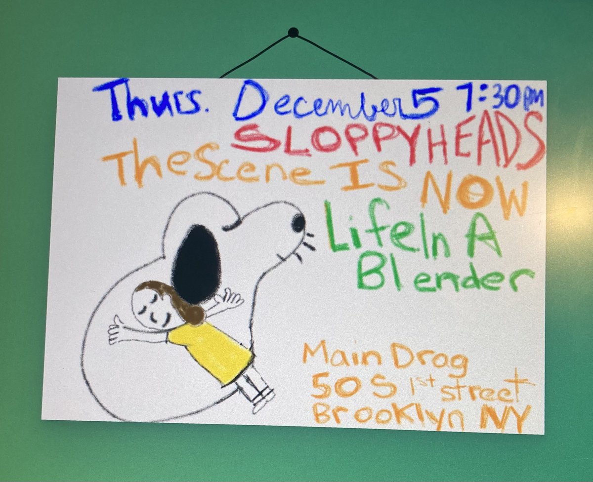 RealSloppyHeads's tweet photo. Tonight tonight! (Thursday 12/5 at Main Drag  in Williamsburg, Brooklyn). We play with the legendary The Scene is Now (who I hear have 2 new songs debuting tonight) and Life in a Blender! Please come and look straight into our eyes!!! https://t.co/okRSCDMeCi
