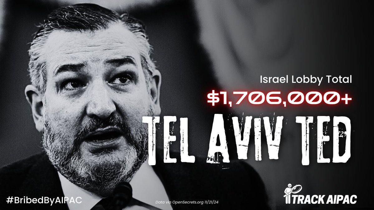 TrackAIPAC's tweet photo. @tedcruz Tel Aviv Ted is a treasonous turd #BribedByAIPAC. 
https://t.co/i5btoObjSj https://t.co/bz6YBjah3D