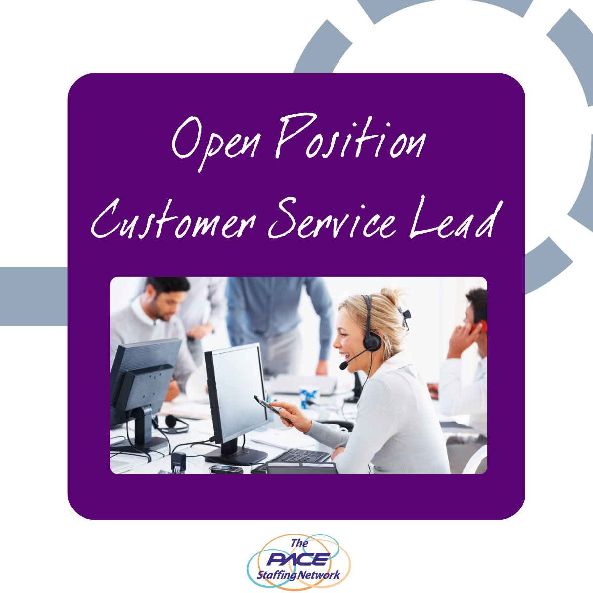 Pace_Staffing's tweet photo. 🚨We're Hiring! 🚨

We’re looking for a Customer Service Team Lead in South Seattle!

🔹 Customer Service Team Lead
🔹 South Seattle
🔹 $26 - $30 per hour
🔹 Direct Hire

👉Apply Now: https://t.co/GHLFOemh8a

#PaceStaffingNetwork #NowHiring #SeattleJobs #CustomerService https://t.co/KXAxKlaKnf