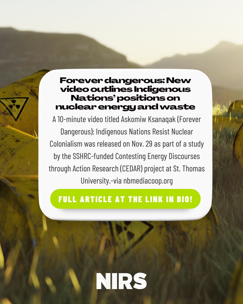 📽️ "Askomiw Ksanaqak" - Indigenous Nations Resist Nuclear Colonialism 🌊

Watch the video and join the call to resist nuclear colonialism: nbmediacoop.org/2024/12/03/for…

#ForeverDangerous #NuclearColonialism #IndigenousRights #CleanEnergy #ClimateJustice