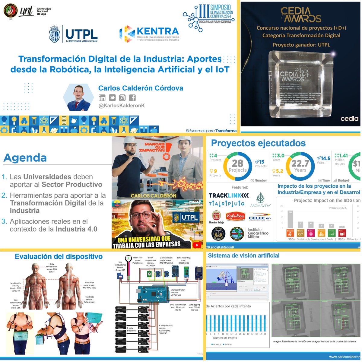 KarlosKalderonK's tweet photo. 📢💡Fue gratificante impartir la Conferencia Magistral "Transformación Digital de la Industria: Aportes desde la Robótica, la Inteligencia Artificial y el IoT", en el III Simposio de Investigación Científica organizado por la @UNLoficial.
@utplinvestiga @KentraTD -> #SimposioUNL https://t.co/VF7jAvwL2a