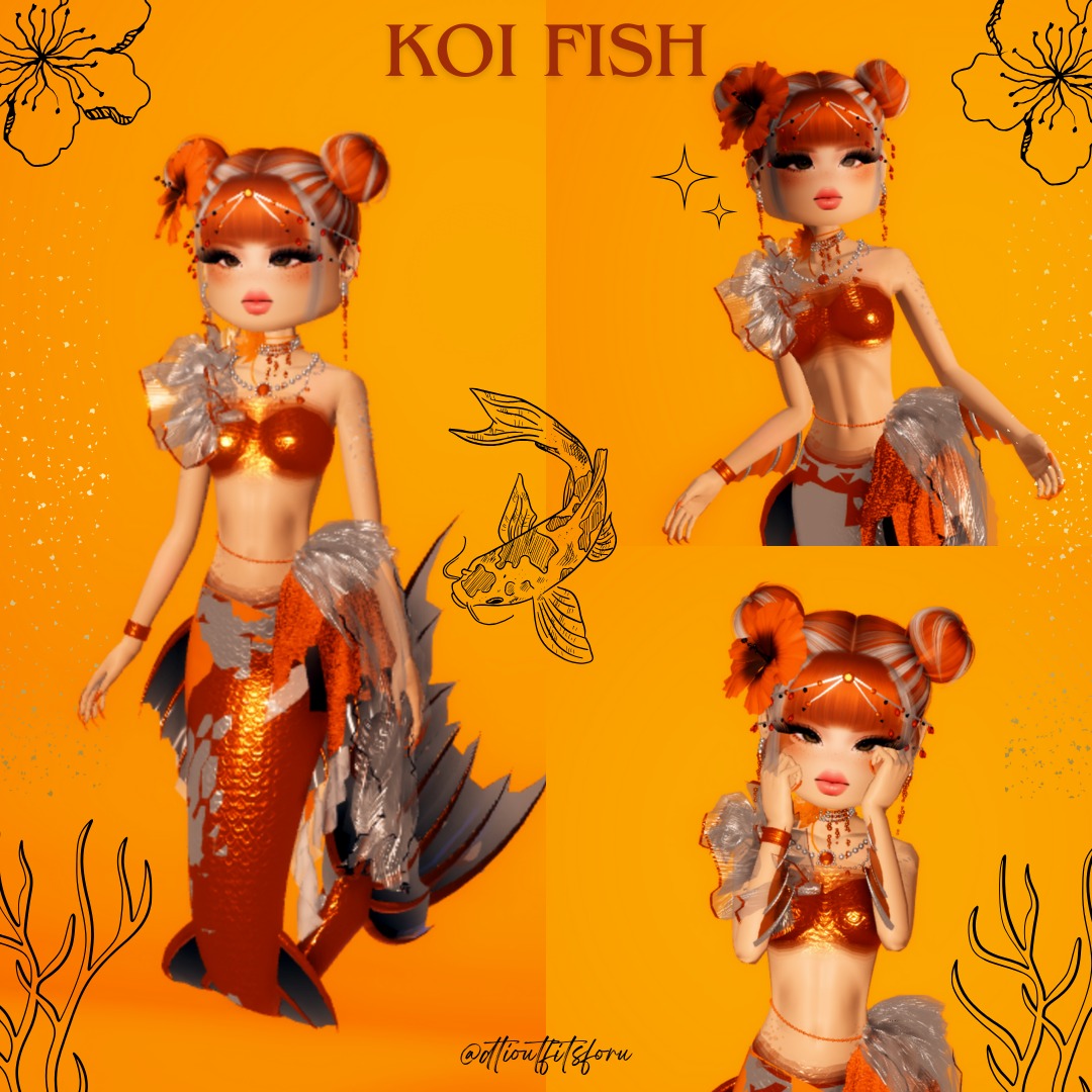 Theme : Koi Fish  . Outfit Created by me feel free to use it as a outfit  inspo but do give Credits please  . Follow me On Insta @dtioutfitsforu  And