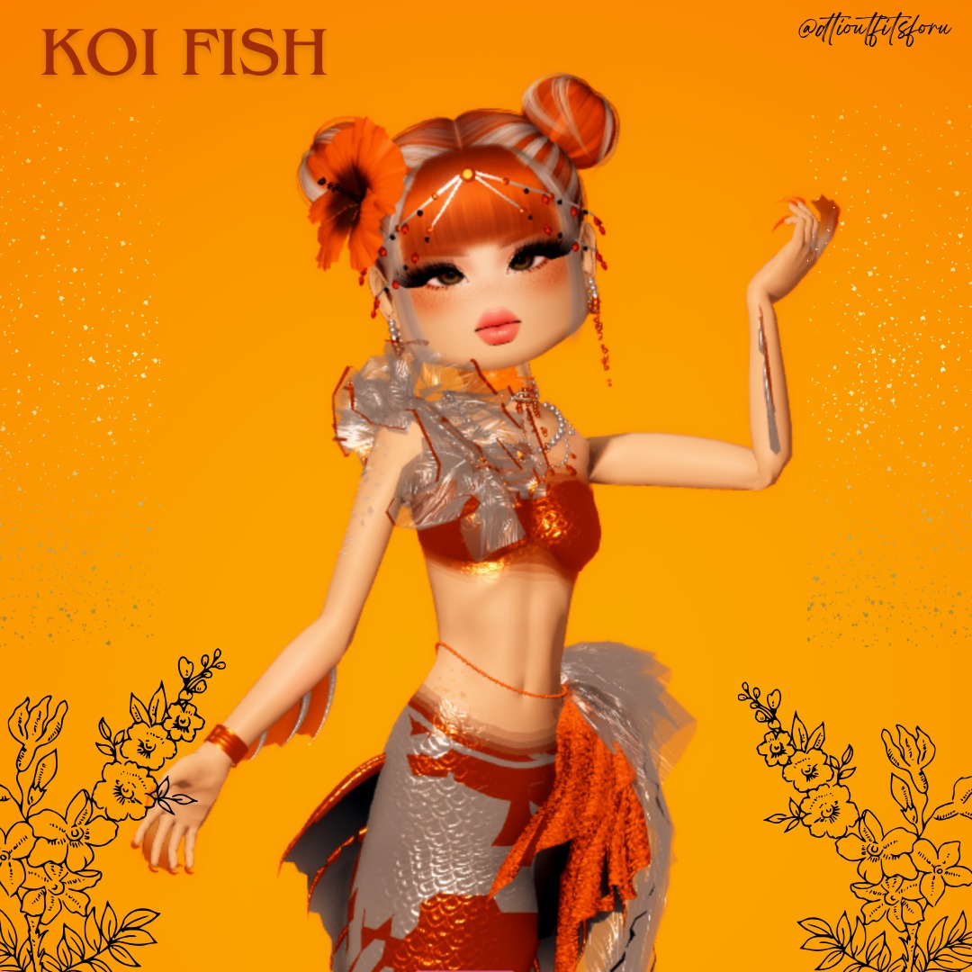 koi fish dress to impress helping you with hard themes in dress to impress pt.1 !, I loved doing  these so much ! They are so colorful and unique ! The koi fish is one of  my faves because its so cute. , Dont forget to like