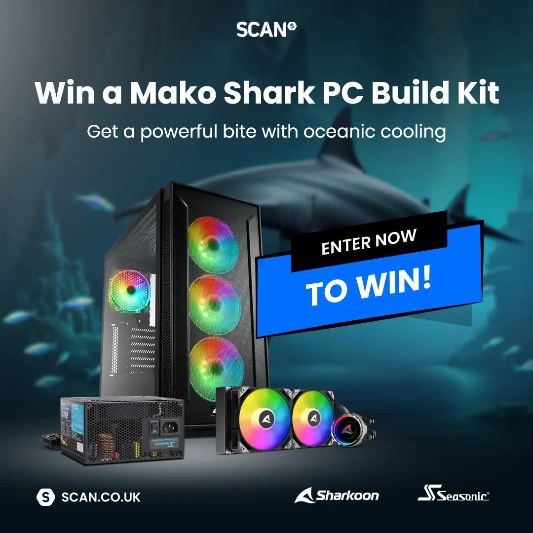 ScanComputers's tweet photo. Dive deep for a chance to win a Scan Mako Shark PC build starter kit from Sharkoon &amp; Seasonic! Get a head start on your PC build with a case, cooler, and PSU. Enter here -> https://t.co/r9hzFvKuy0  #Sharkoon #Seasonic #MakoShark #PCBuildStarterKit #Giveaway https://t.co/E2SC7cgoHO