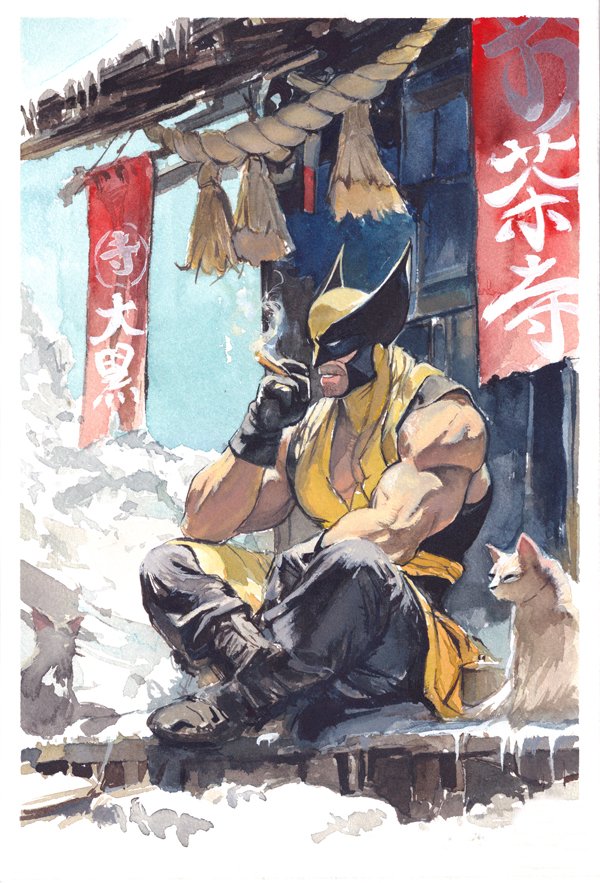 A recent watercolor.....#Wolverine! On a temple mount.  #日本 #寺 @vancityreynolds missing from a little R+R.  I will do more of these soon!

itoscaresme.shop for some of my originals and prints

#watercolor #水彩 ＃水彩画 #art #watercolor #comics #painting