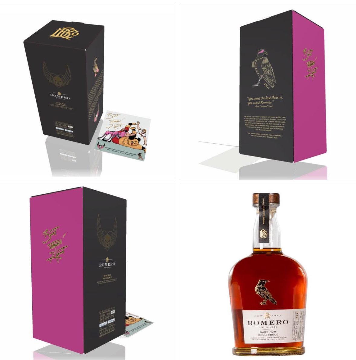 Limited Edition Bret Hart Dark Rum. ONLY 100 LEFT‼️ Order cutoff for Christmas delivery is December 16th. 🎄🥃

The limited edition box includes:
- Bottle of international award winning Romero Dark Rum
- Sketch by Bret Hart that incorporates his iconic image with our crow logo
-