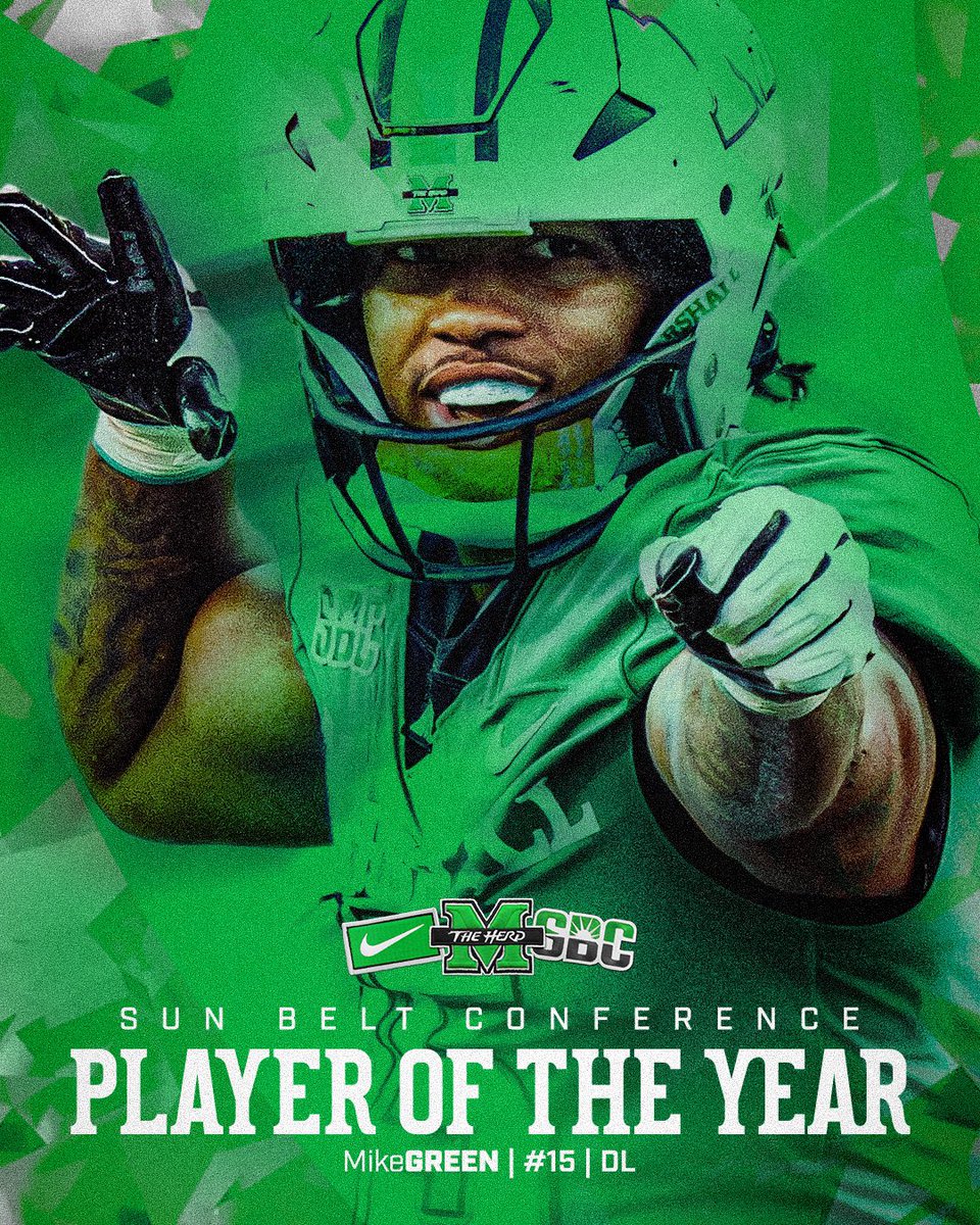 HerdFB's tweet photo. Best in the Belt 🎯

Congratulations to @Mikegreen42021 on being named the @Sunbelt Player of the Year!

🔗: https://t.co/Rd34E4X9Mk

#WeAreMarshall https://t.co/Ji7Fohhg0a
