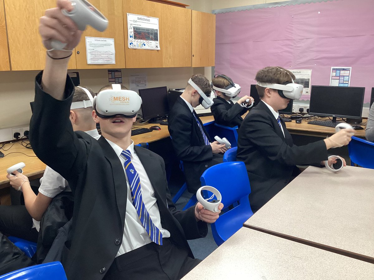 WHSCareers's tweet photo. Y10 Design &amp; Technology VR training with @Meshtrainingltd today! 🤩Learning how to use @gravitysketch to design virtual trophies! Big thank you again to @SYCareersHub 🏆 @WalesHigh @waleshighnews Looking forward to linking this to higher education and careers in VR. https://t.co/w2AuPL3wkk