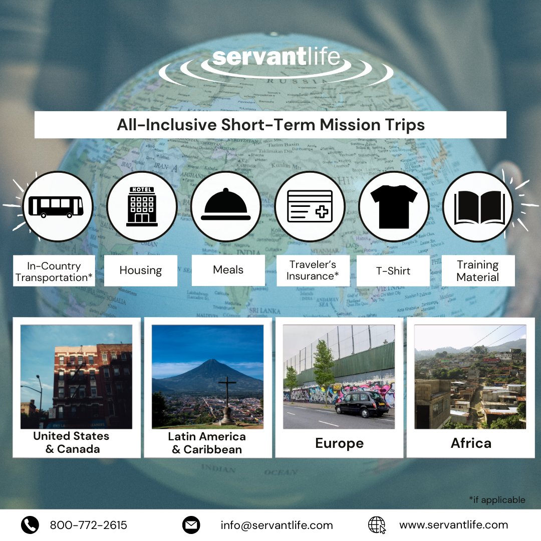 servantlife's tweet photo. Join us on a Servant Life mission trip with one of our partners around the world. Your short-term trip will be part of strategic, long-term ministry efforts. With our all-inclusive mission trips, we’ll take care of the details, such as lodging, meals, and transportation! https://t.co/lh16duX0KT