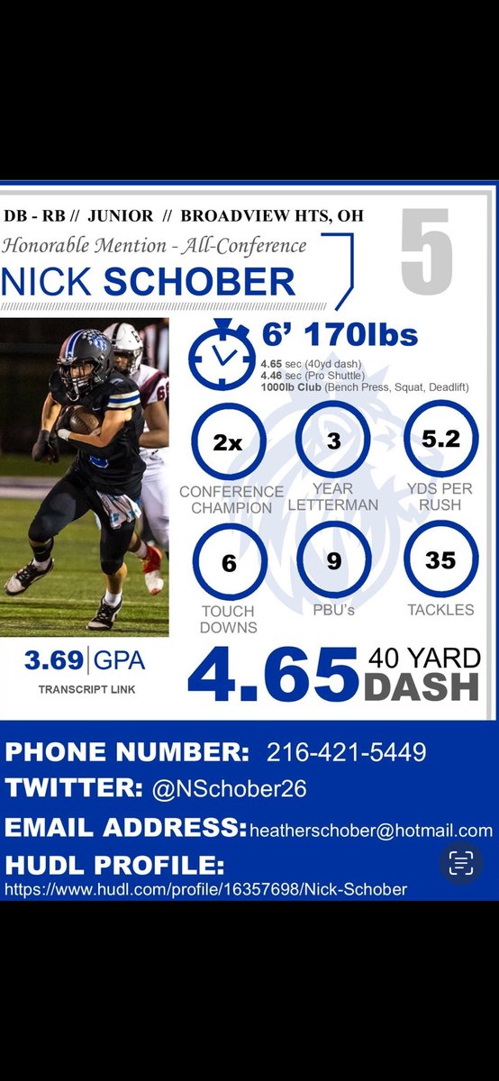 NSchober26's tweet photo. NICK SCHOBER #5
6'0 170lb DB-RB CLASS OF 2026
@cvcafootball
 
📋HEAD COACH
@coachnickcook
 
🎥ALL-CONFERENCE JUNIOR YR HIGHLIGHTS: https://t.co/T2FGaphVBE https://t.co/1UVwHWtDHr