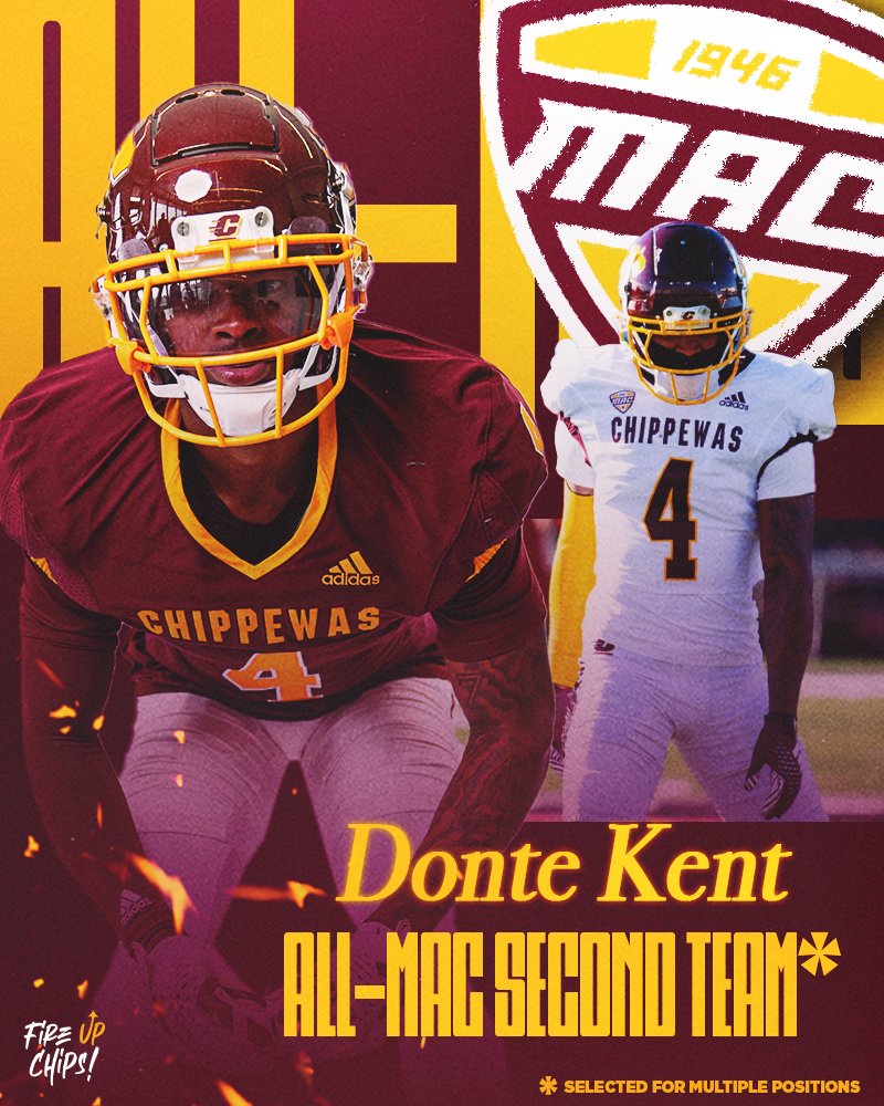 🏆 Earning his third career All-<a href="/MACSports/">MACtion</a> honors is DB Donte Kent!

✔️ Second Team All-MAC as a DB and return specialist
✔️ 53 tackles, 8 BrU, 1 PR TD in 2024
✔️ School's career record holder in pass breakups (47)
✔️ 235 tackles, 2 INT, 47 BrU in career

#FireUpChips 🔥⬆️🏈
