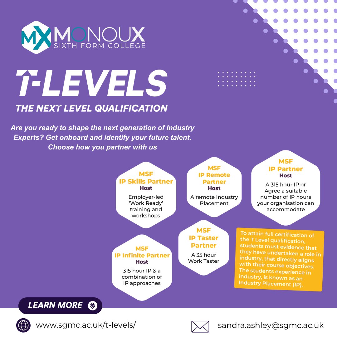 MonouXcollege's tweet photo. 🚀 Shape the Future: Train the Next Generation! 🚀
Explore how your business can support industry placements for our T Level students and help them gain the skills they need to succeed.

#TLevels #Monoux #CollegeLife #SixthForm #EducationMatters #IndustryPlacement #tlevelsweek https://t.co/ClDmQliJAo