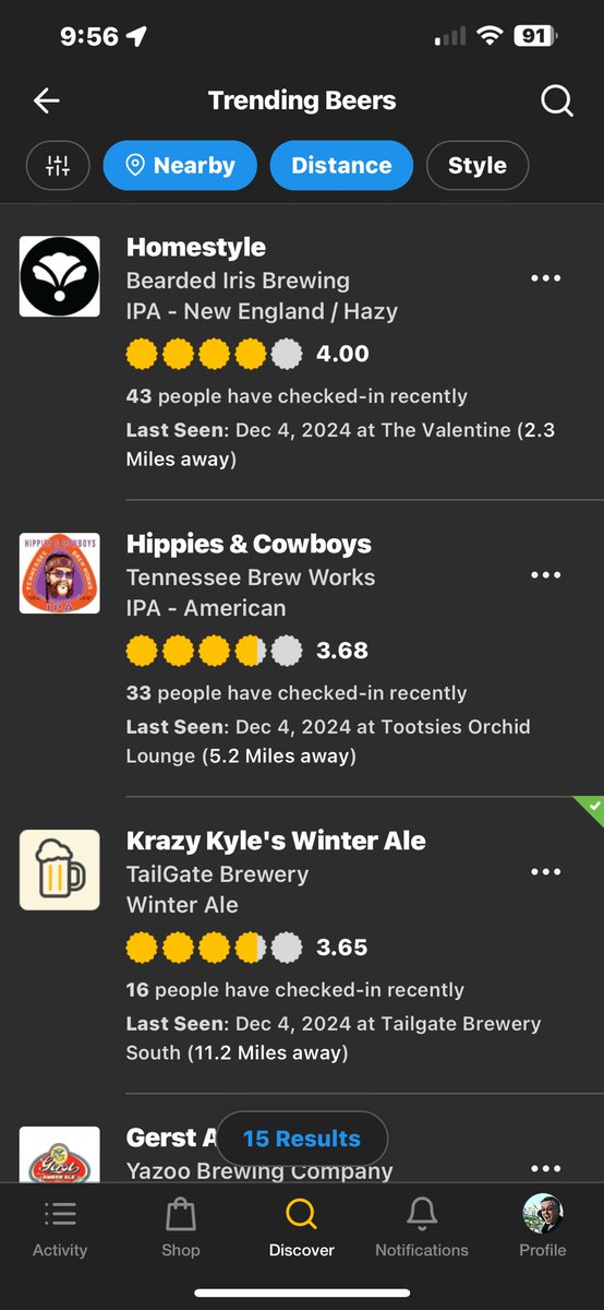 On <a href="/untappd/">Untappd</a>, the local trending beers has “Krazy Kyle’s Winter Ale” trending at #3! Fun! I’m playing tomorrow at <a href="/TailGateBrewery/">TailGate Brewery</a> in Germantown at 6 pm til 8! Come have a Winter Ale and sing along with me!  🍻🎄🎹