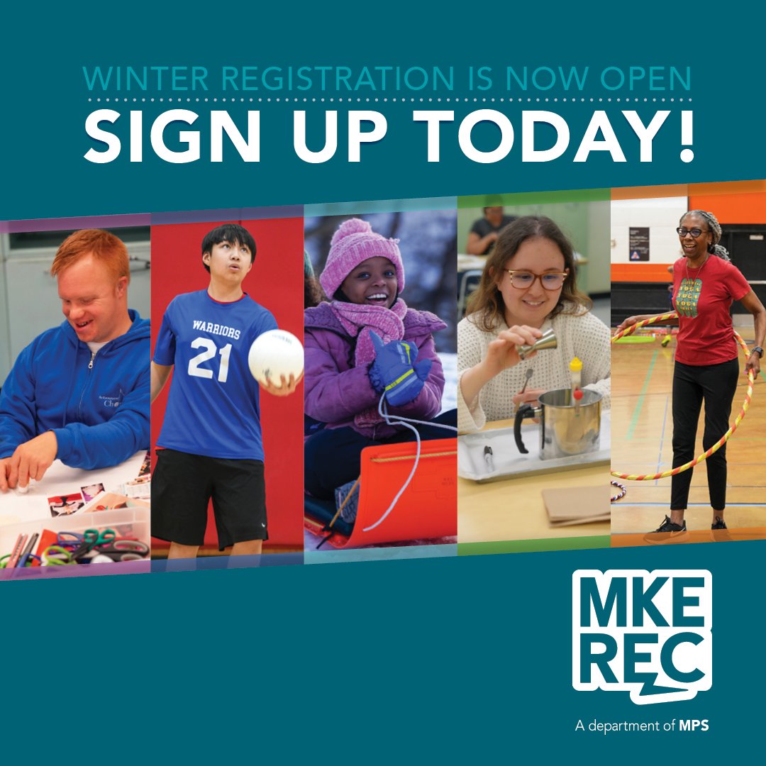 Registration for activities in the Winter Recreation Guide is now open for city of Milwaukee residents! To view the winter guide online and find more information, please visit our website: mkerec.net/guide!

Registration for non-residents will open on Dec. 12 at 10 a.m.