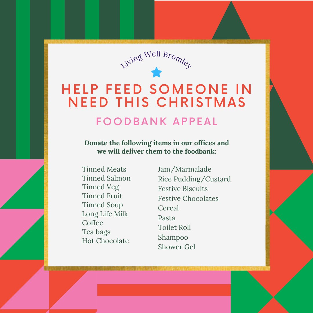 propertyworld (@propertyworld26) on Twitter photo 🎄🌟 Support <a href="/LWBromley/">Living Well Bromley</a>'s Christmas Foodbank Appeal 🌟🎄
Please drop items listed 👇 at our #Penge or #Sydenham offices, or donate 💷: livingwell.life/p/donate
Need help? No referrals needed, guests from SE19, SE20, SE26 & BR3 welcome ❤️
Let’s make this season brighter! 🎁 🎄🌟 Support <a href="/LWBromley/">Living Well Bromley</a>'s Christmas Foodbank Appeal 🌟🎄
Please drop items listed 👇 at our #Penge or #Sydenham offices, or donate 💷: livingwell.life/p/donate
Need help? No referrals needed, guests from SE19, SE20, SE26 & BR3 welcome ❤️
Let’s make this season brighter! 🎁