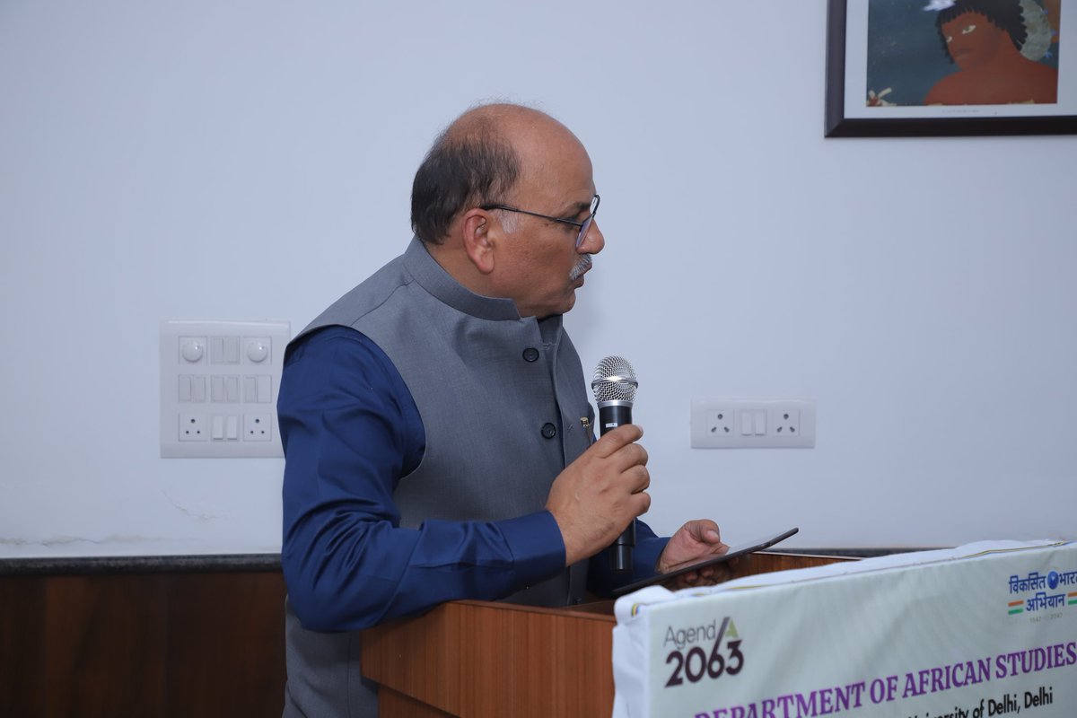 Prof. Dinesh Khattar, Principal, Kirori Mal College, University of Delhi as Guest of Honour in the valedictory session of International Conference on 'Viksit Bharat and Collective Self-Reliant Africa: A Journey Together'.