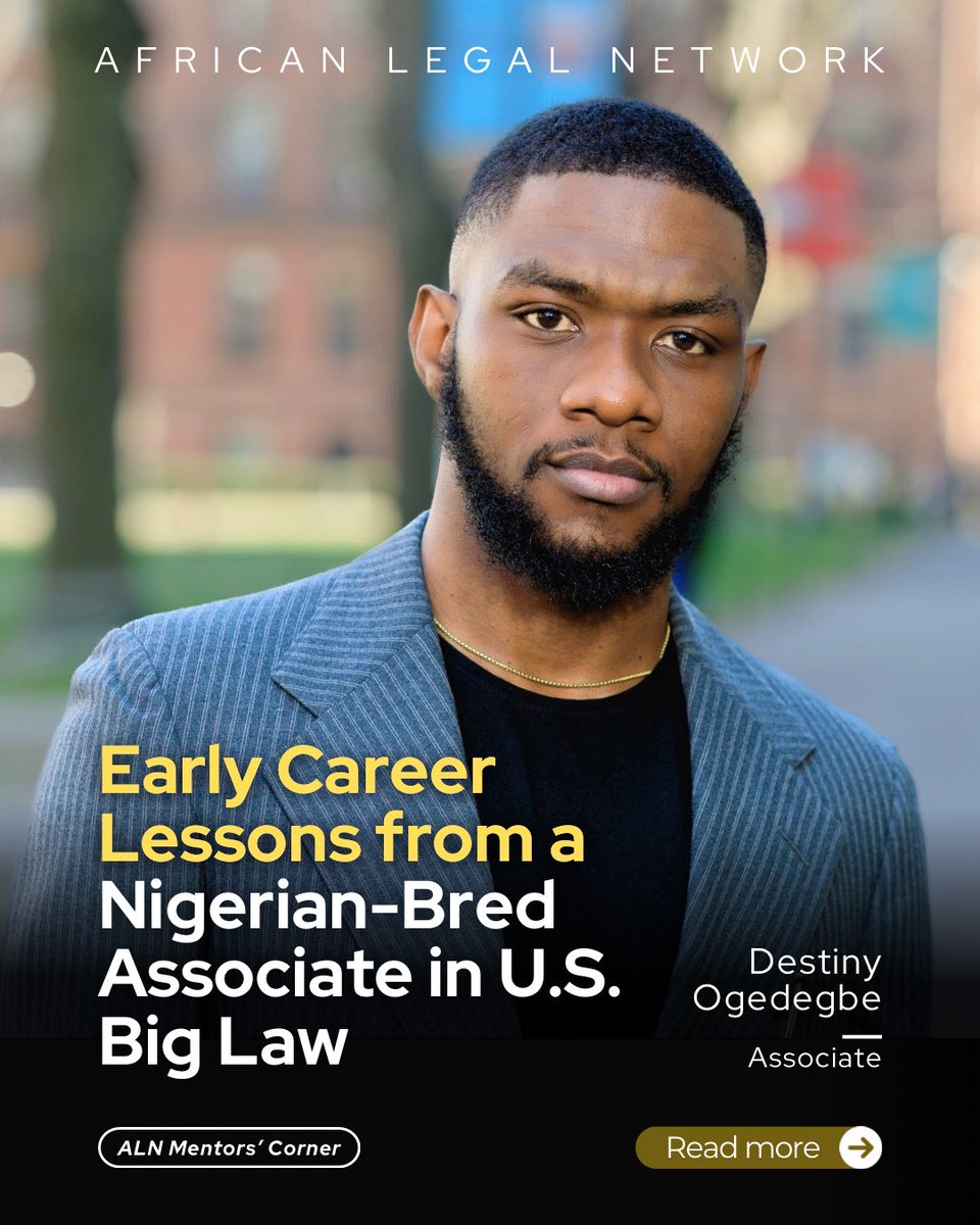 NigerianLegalN's tweet photo. Conversations with Destiny Ogedegbe @Mrpossidez on the 2nd Episode of ALN Mentors’ Corner Discussing Early Career Lessons as a Nigerian-Bred Associate in U.S. Big Law.

1/5 https://t.co/gjHQCqHc62