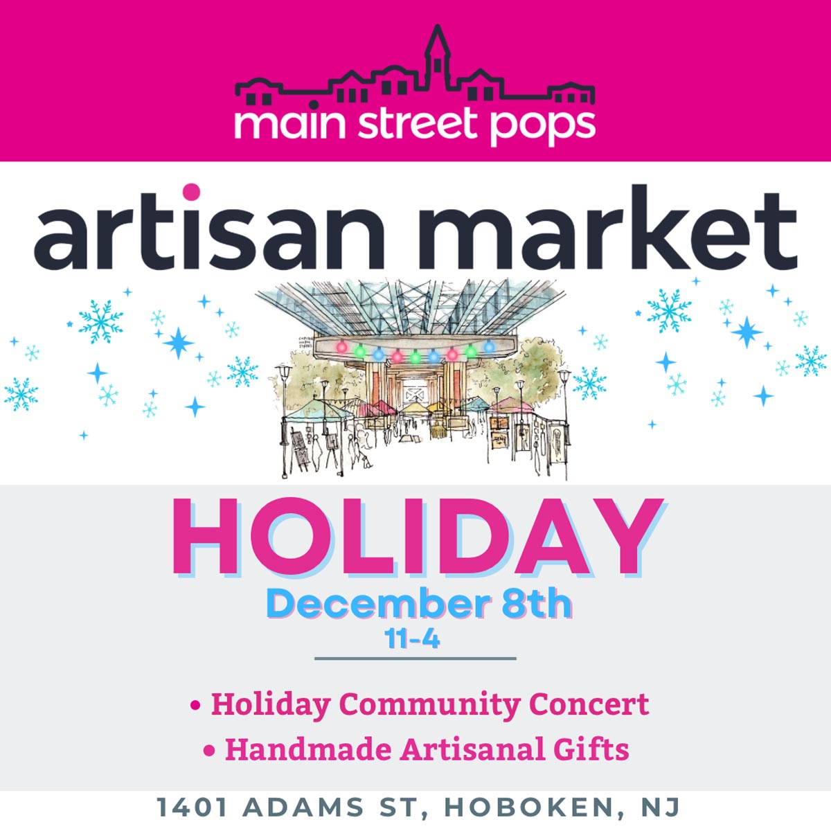 Don’t miss the next <a href="/MainStreetPops/">Main Street Pops!</a> Artisan Market on 12/8 in Hoboken! They’ve got live music, food, artisan creations, family fun activities, &amp; holiday attractions. 🎄  #VisitHudsonNJ #Hoboken #NewJersey #HudsonCounty #VisitNJ #ArtisanMarket #livemusic #food #artisancreations