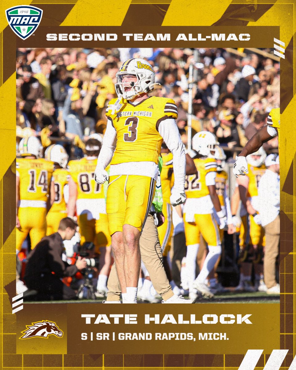Western Michigan Football (@wmu_football) on Twitter photo He had a career-high 4 interceptions, all coming in MAC play and a career-high 78 tackles! Congratulations to <a href="/Thallock28/">Tate Hallock</a> on being voted Second Team All-MAC! He had a career-high 4 interceptions, all coming in MAC play and a career-high 78 tackles! Congratulations to <a href="/Thallock28/">Tate Hallock</a> on being voted Second Team All-MAC!
