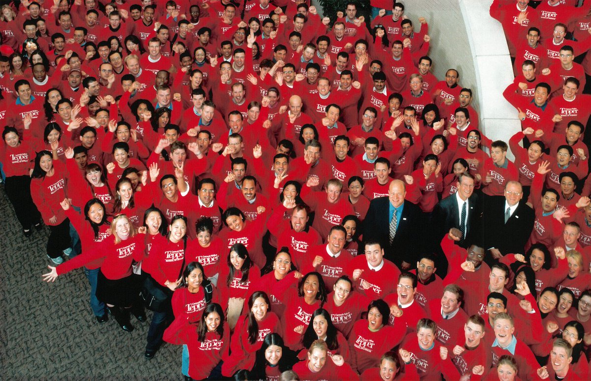teppercmu's tweet photo. #ICYMI We recently celebrated 20 years of #CMUTepper, recreating a photo taken at the school’s naming in 2004! Read more: https://t.co/MMjO25prag #TBT https://t.co/i9UrlpGEXW
