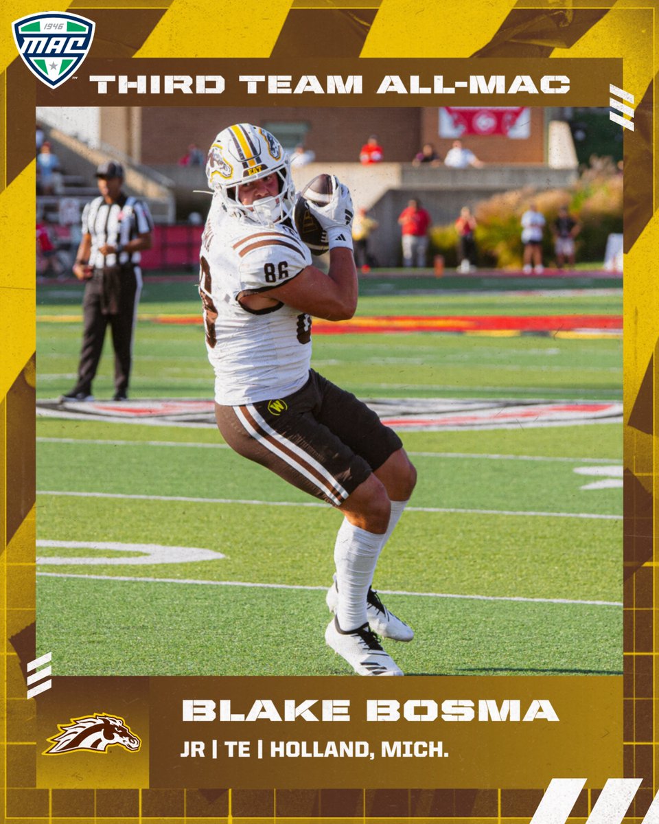 Western Michigan Football (@wmu_football) on Twitter photo Another Bronco that set career-highs across the board and became the first tight end in WMU history to catch three TDs in a game! Congratulations to <a href="/blake_bosma/">Blake Bosma</a> one being voted Third Team All-MAC! Another Bronco that set career-highs across the board and became the first tight end in WMU history to catch three TDs in a game! Congratulations to <a href="/blake_bosma/">Blake Bosma</a> one being voted Third Team All-MAC!