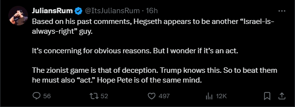 PokerPolitics's tweet photo. Posts like this are hilarious when you understand the QAnon mythos. The fact that Q hates Israel and that Trump loves Israel requires QAnon to imagine that Trump is playing the long game and that at some point he will reveal his plans to crush Israel and save humanity.🧵 https://t.co/QYPfgbzaFh