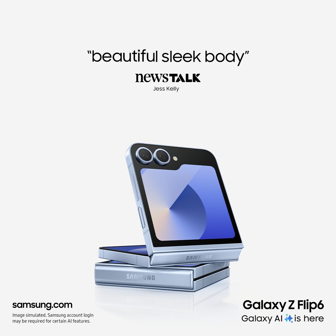 Here’s what Jess Kelly from Newstalk has to say about the new Galaxy Z Flip6.​

Available now.​
shop.samsung.com/ie/sm-f956bzsb…