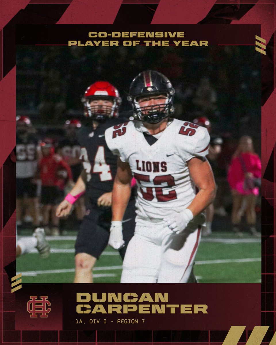Congratulations to Duncan Carpenter on a great football season! CHS is proud of your hard work! 🔥 🦁 🏈 #AthleticsThatBuild #LIONpride #GoLions