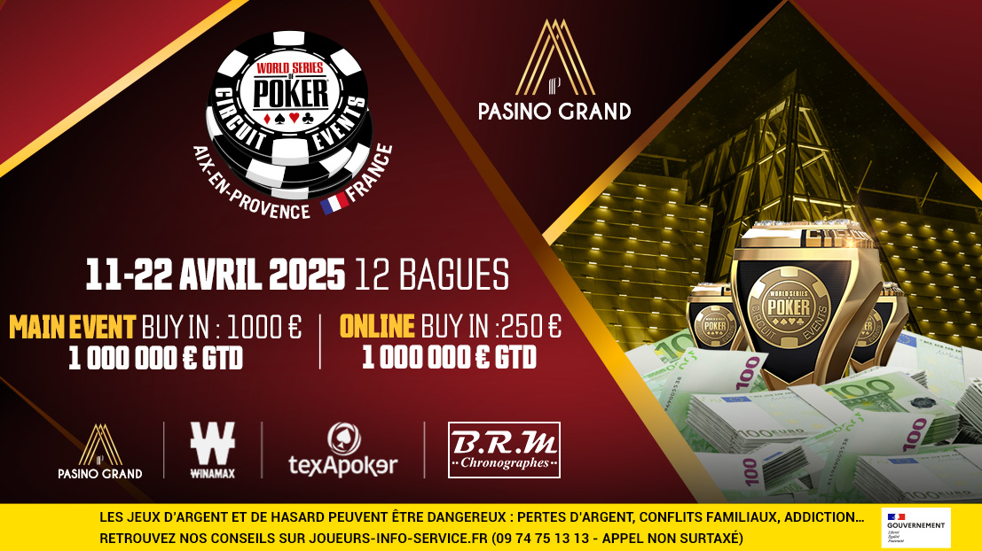 😍 Nouvelle destination pour les <a href="/WSOP/">WSOP - World Series of Poker</a> Circuit en 2025 ! La prestigieuse compétition se tiendra du 11 au 22 avril 2025 au Pasino Grand à Aix-en-Provence avec Texapoker 🔥 #poker #pokerlive #WSOPC 

💍 12 bagues seront distribuées, dont une Online sur <a href="/Winamax/">Winamax Poker 🔞</a> (250€, 1M€