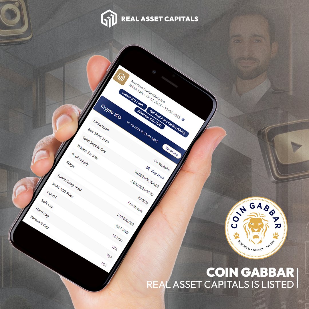 realasset_cap's tweet photo. π Weβre Listed on @coin_gabbar_!
Real Asset Capitals is on CoinGabbar, a platform for tracking innovative projects. This brings us closer to revolutionizing through tokenization.
Follow and join the future of finance!
#RealAssetCapitals #CoinGabbar #Blockchain #Tokenization https://t.co/FAuzoTeNG8