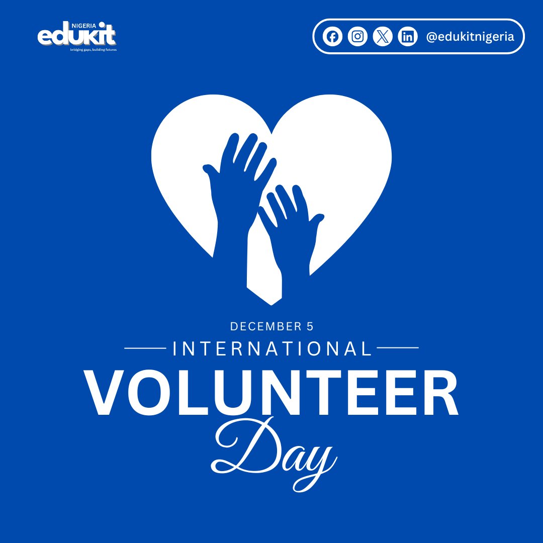 edukitnigeria's tweet photo. Volunteers at Edukit Nigeria aren't just giving time—they’re shaping futures! 🌟 Thank you for being the heart of our mission. Your selflessness creates lasting change. 💙 
Happy #InternationalVolunteerDay! #VolunteerImpact #EdukitNigeria https://t.co/puuYWGMurM