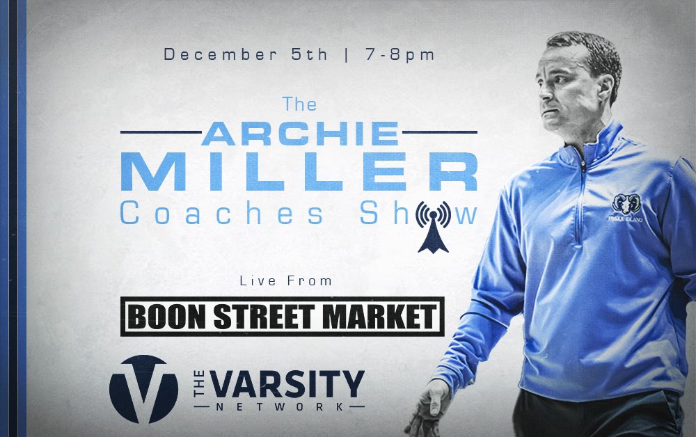 RhodySportsNet's tweet photo. 🎙️🏀Don’t forget the @Archie_Miller Coaches show returns TONIGHT live from Boon Street Market at 7pm! 

Joining the show tonight is @RhodyMBB Senior Guard Jaden House! @yooohouse

📱💻 https://t.co/9P8jvypqCS or the Varsity App! 

#GoRhody🐏 https://t.co/UIOYRt8nmW