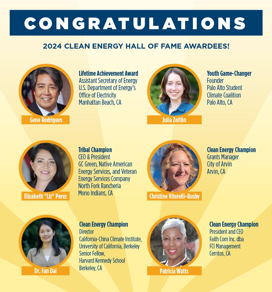 CalEnergy's tweet photo. 🎉Today is the day! Join us at 3:00 p.m. to celebrate this year’s #CleanEnergyHOF winners, either in-person or virtually: https://t.co/CXoXSHujPs 
 
A reception with refreshments will follow in the lobby of the @CalNatResources building in Sacramento. 🌎✨ #CalEnergy https://t.co/UQvx3vyzst
