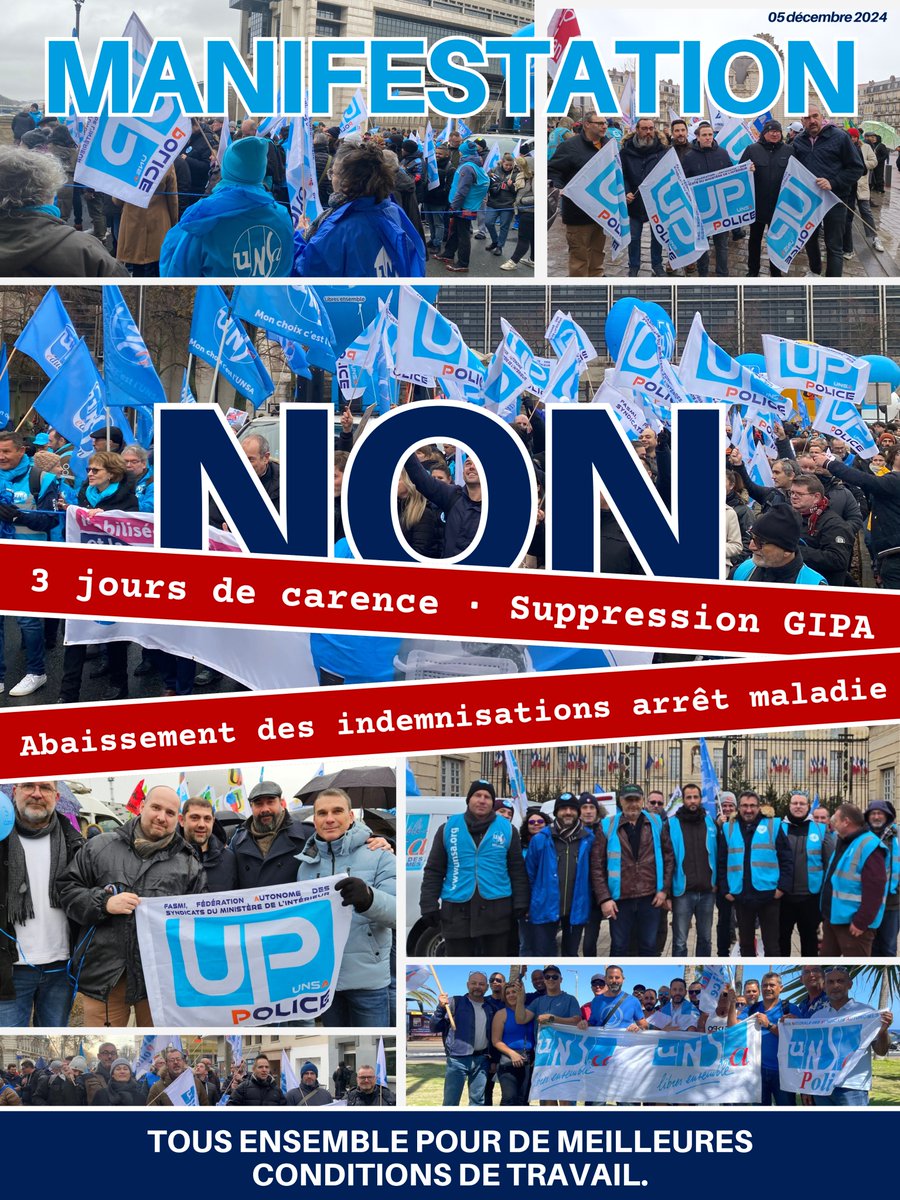 UNSAPOLICE's tweet photo. [ #5décembre ] @UNSAPOLICE présent aux côtés de l'@UnsaFP sur l'ensemble du territoire pour défendre les conditions de travail des agents du secteur public ! #Stopbashing #FonctionPublique https://t.co/4Znpinw8CY
