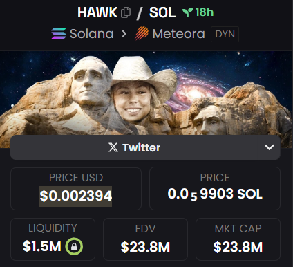 teedubya's tweet photo. How do you think this ends up?  $HAWK vs $TUAH.  

This narrative with Haliey Welch rugging her community is hilarious.  

Then the revenge $TUAH was launched.  It's going to pass the $HAWK MC later today.  LMAO

https://t.co/mdMf6fZPVl https://t.co/Va5LC2QhZO
