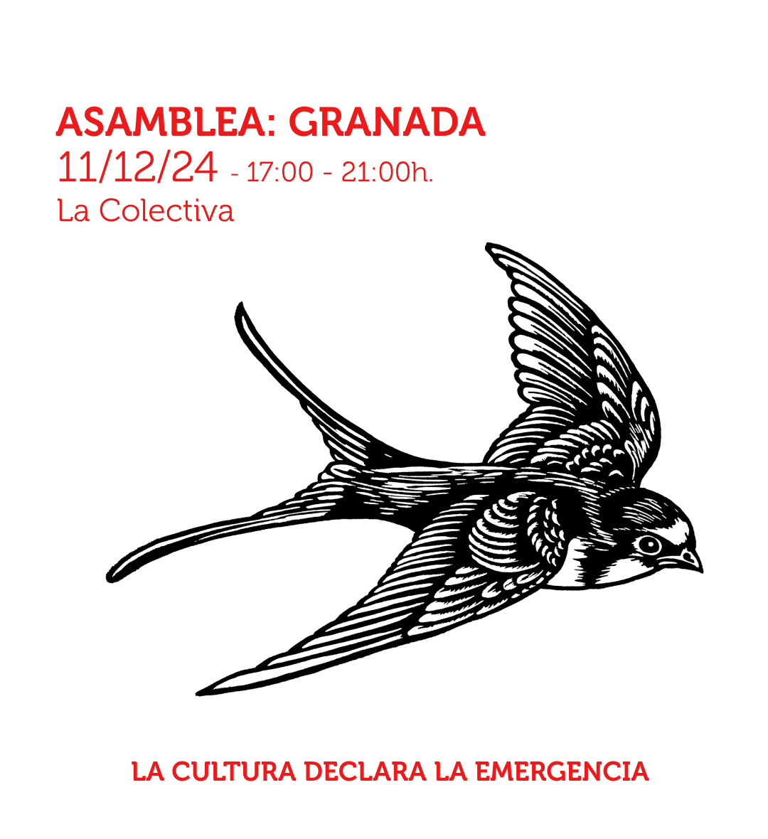 Desde La Cultura Declara la Emergencia os invitamos a una asamblea / espacio de encuentro el próximo miércoles 11 de diciembre en <a href="/CVAlacolectiva/">La Colectiva</a> , situada en calle Nazaríes s/n 18005, Granada, con horario de 5 a 9 de la tarde. 

forms.gle/gN4rXec2wPjuKw…