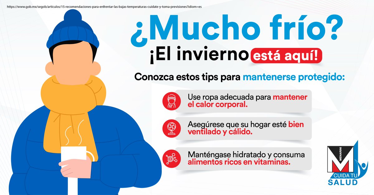 MenariniCA's tweet image. Prepárese para el invierno protegiendo su salud con ropa adecuada y manteniendo su hogar cálido. Evite enfermedades respiratorias con estas simples precauciones.