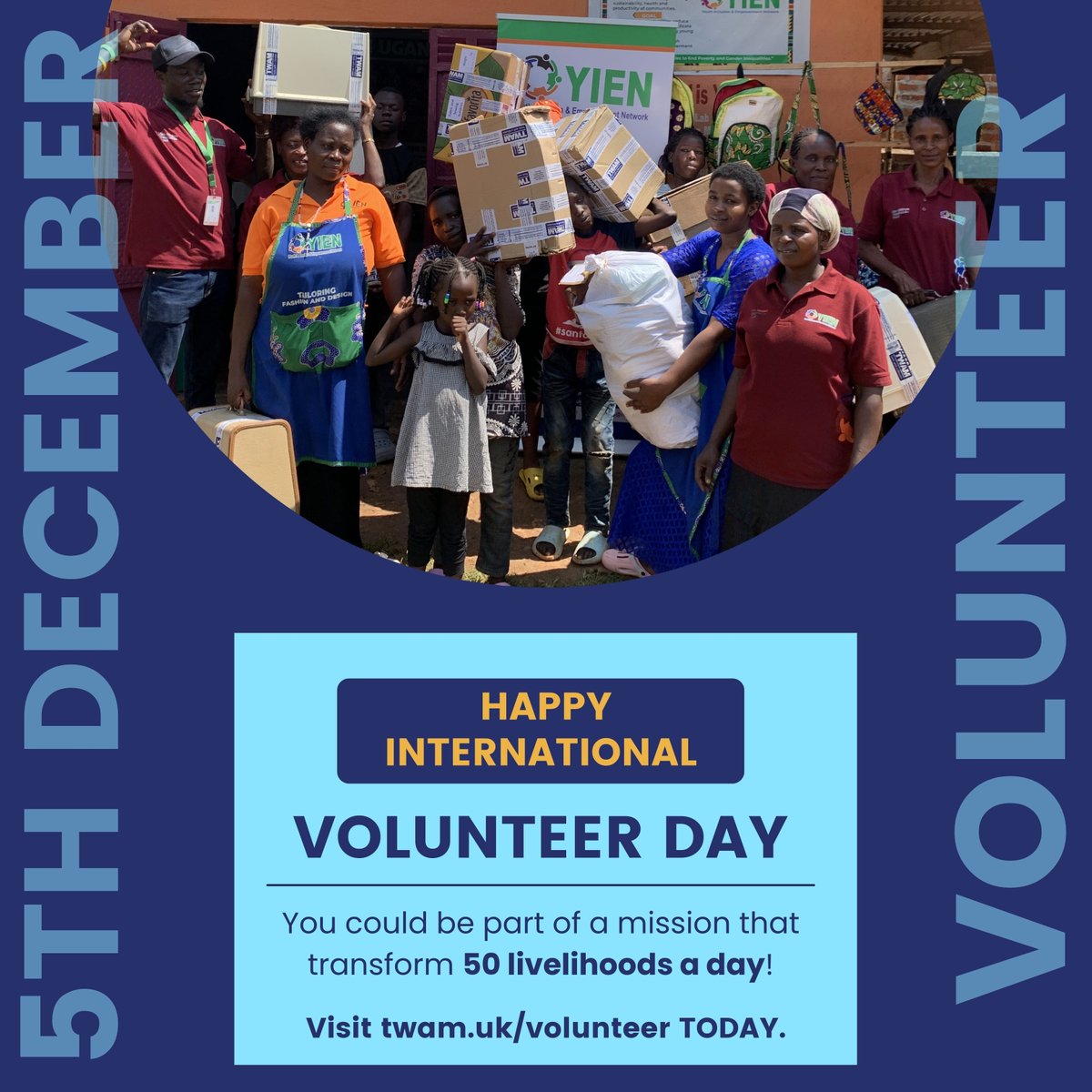 twam_uk's tweet photo. Happy International Volunteer Day! Without our network of 550 volunteers across the UK, we could not do our lifechanging work. Could YOU join the TWAM family for just an hour a week? Visit https://t.co/spNiEqAbHi to find out more! https://t.co/E24n9Hpi7P