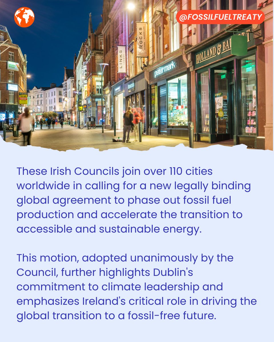 Fossil Fuel Non-Proliferation Treaty Initiative (@fossiltreaty) on Twitter photo 📢 BREAKING: Dublin City <a href="/DubCityCouncil/">Dublin City Council</a> is joining the global call for a Fossil Fuel Non-Proliferation Treaty! 🔥
This motion, passed unanimously by the city Council, is a sign of the power of cities to be climate leaders. 📢 BREAKING: Dublin City <a href="/DubCityCouncil/">Dublin City Council</a> is joining the global call for a Fossil Fuel Non-Proliferation Treaty! 🔥
This motion, passed unanimously by the city Council, is a sign of the power of cities to be climate leaders.