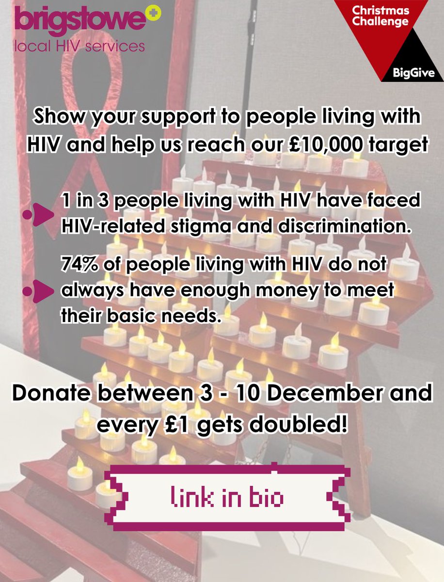 BrigstoweInfo's tweet image. Can you help us? This week we are taking part in the Big Give Christmas Challenge where every £1 will be doubled! Any donation regardless of size is hugely appreciated and will go a long way to help us support people living with HIV. *LINK IN BIO*
Donate: donate.biggive.org/campaign/a0569…