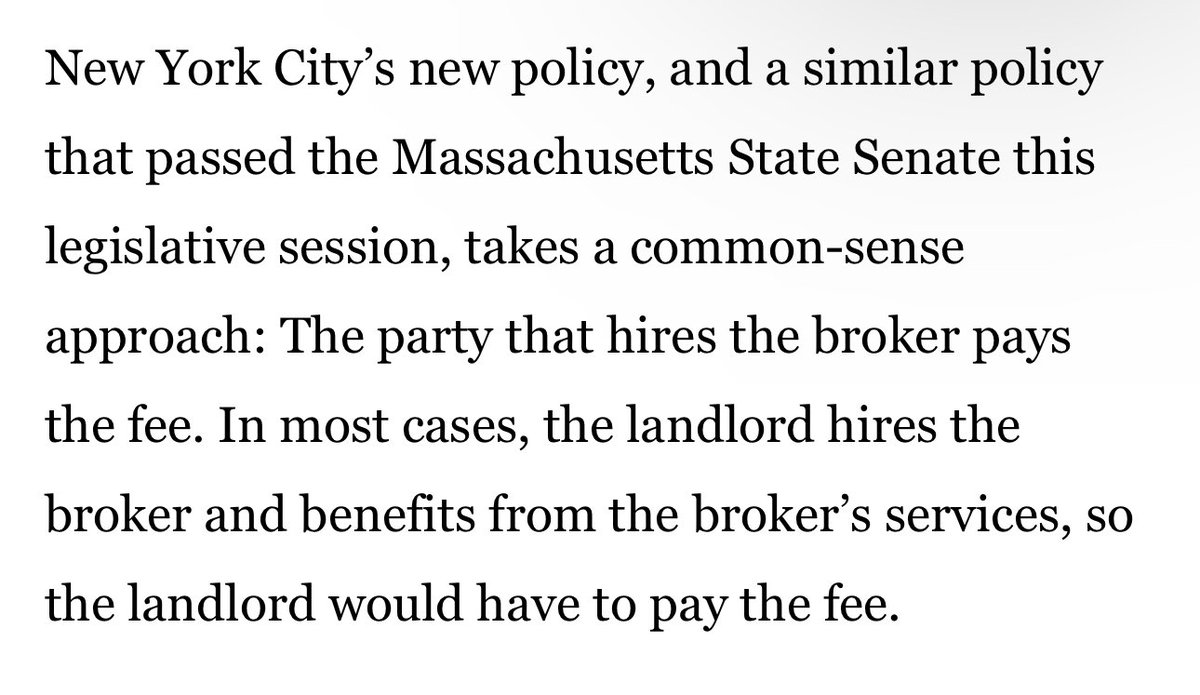<a href="/BostonGlobe/">The Boston Globe</a> agrees with  Massachusetts State Senate to end forced brokers fees.